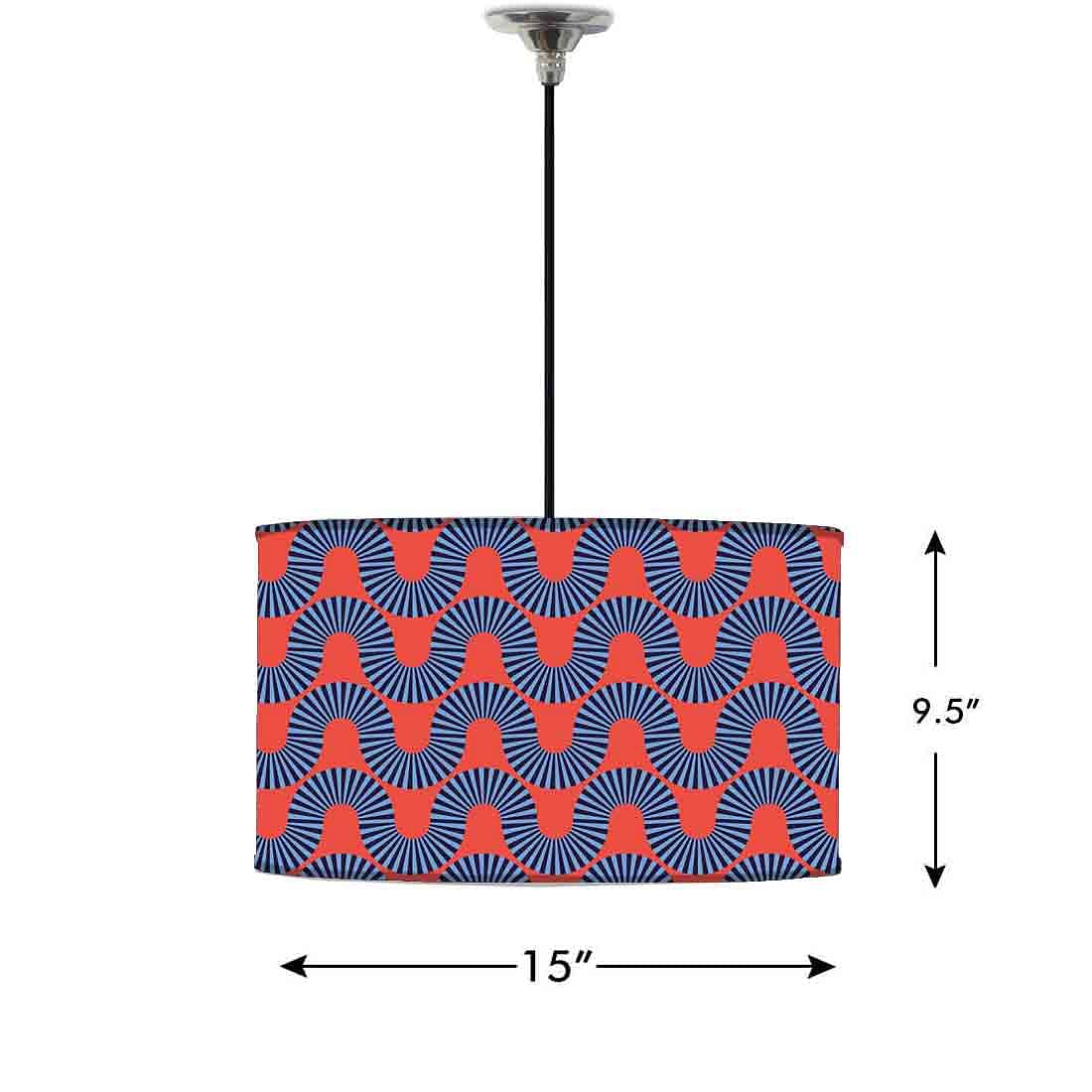 Ceiling Lamp Hanging Drum Lampshade - Orange Retro Pattern - Image 2