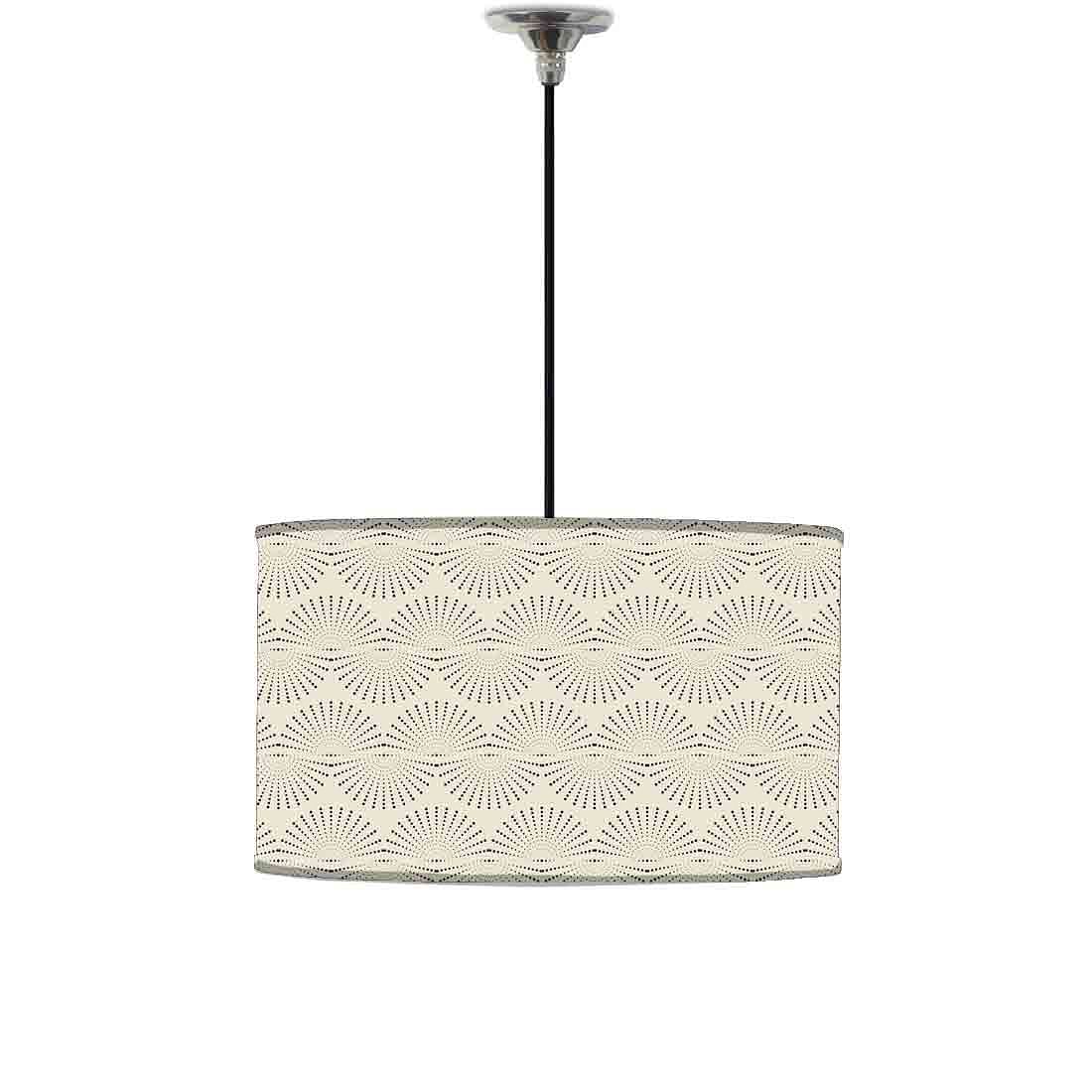 Ceiling Lamp Hanging Drum Lampshade - Grey Retro Pattern