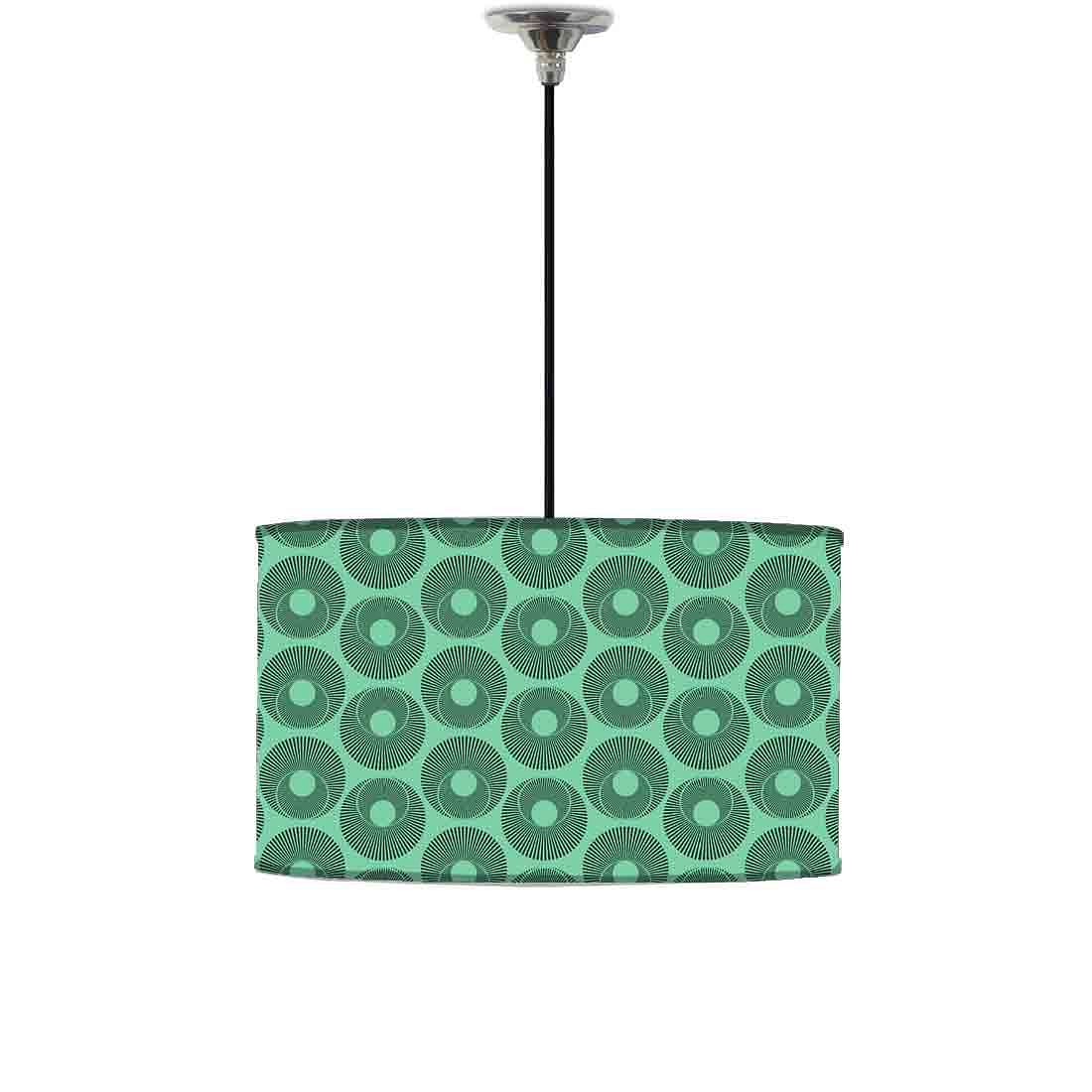 Ceiling Lamp Hanging Drum Lampshade - Retro Green Art