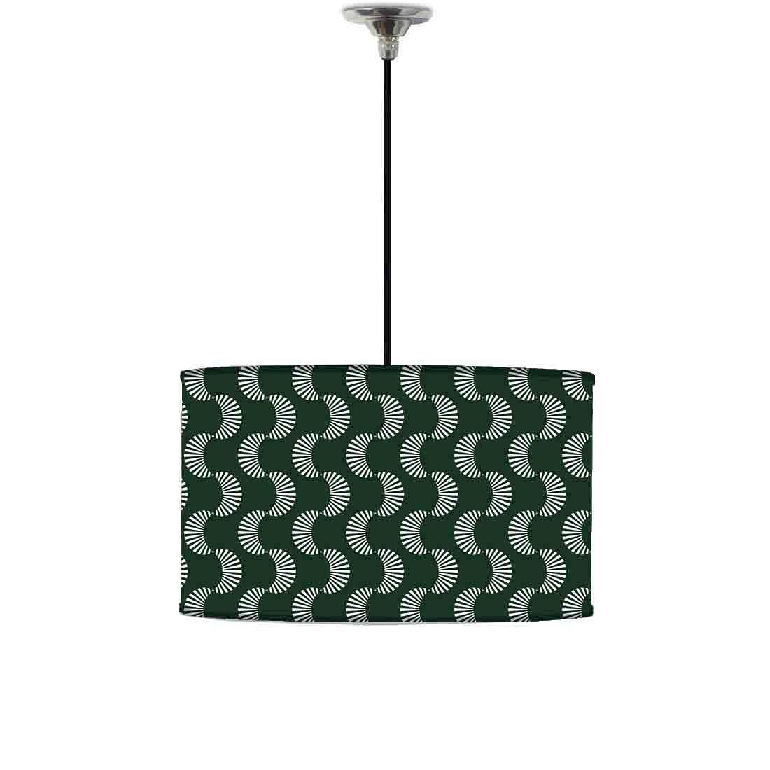 Ceiling Lamp Hanging Drum Lampshade - Dark Green Retro
