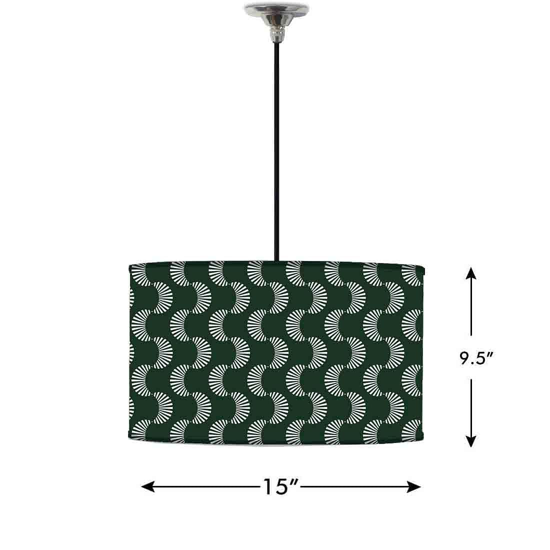 Ceiling Lamp Hanging Drum Lampshade - Dark Green Retro - Image 2