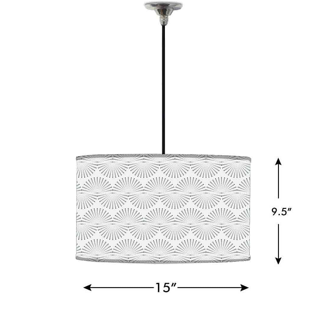 Ceiling Lamp Hanging Drum Lampshade - Retro Grey Pattern - Image 2