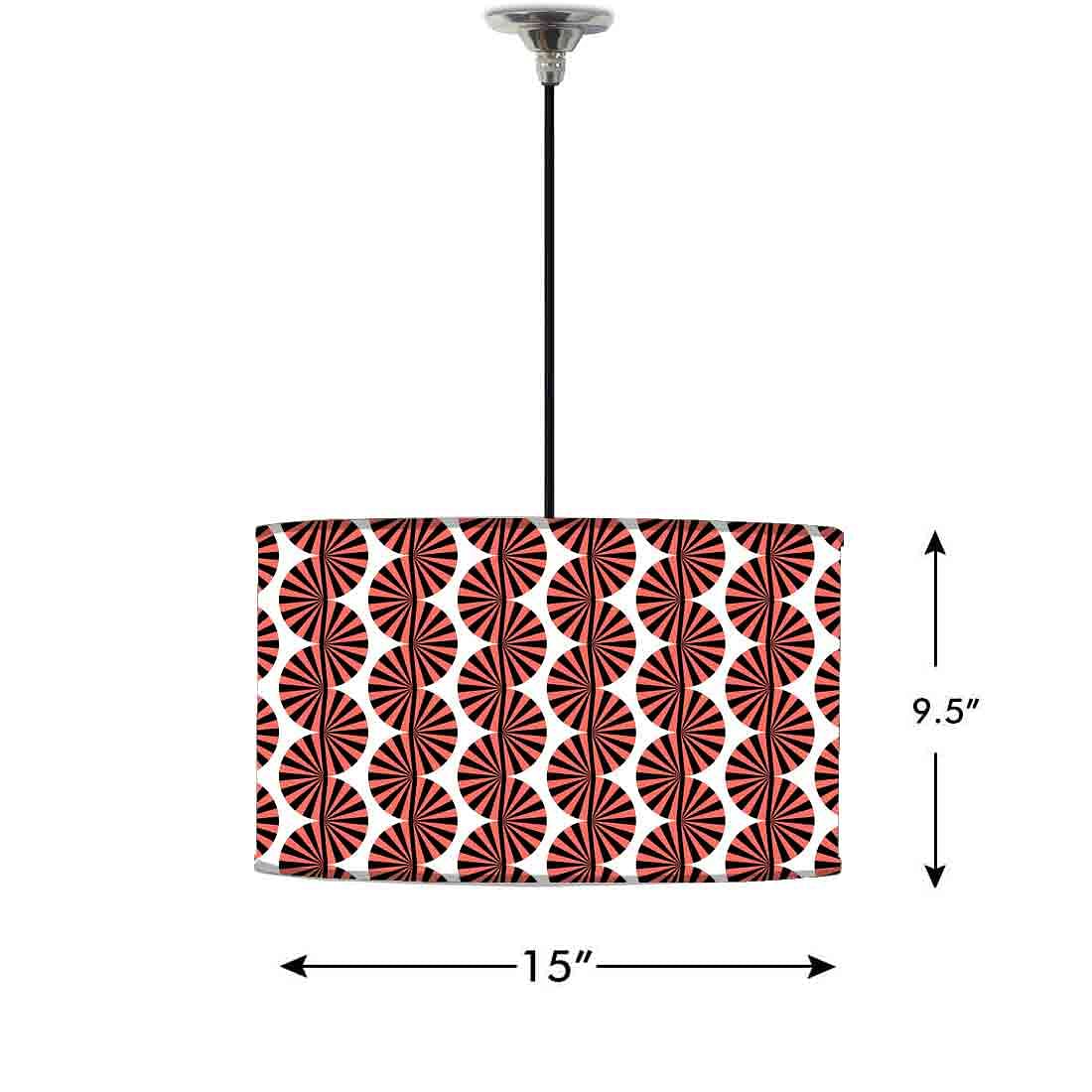 Ceiling Lamp Hanging Drum Lampshade - Brown Retro Art - Image 2
