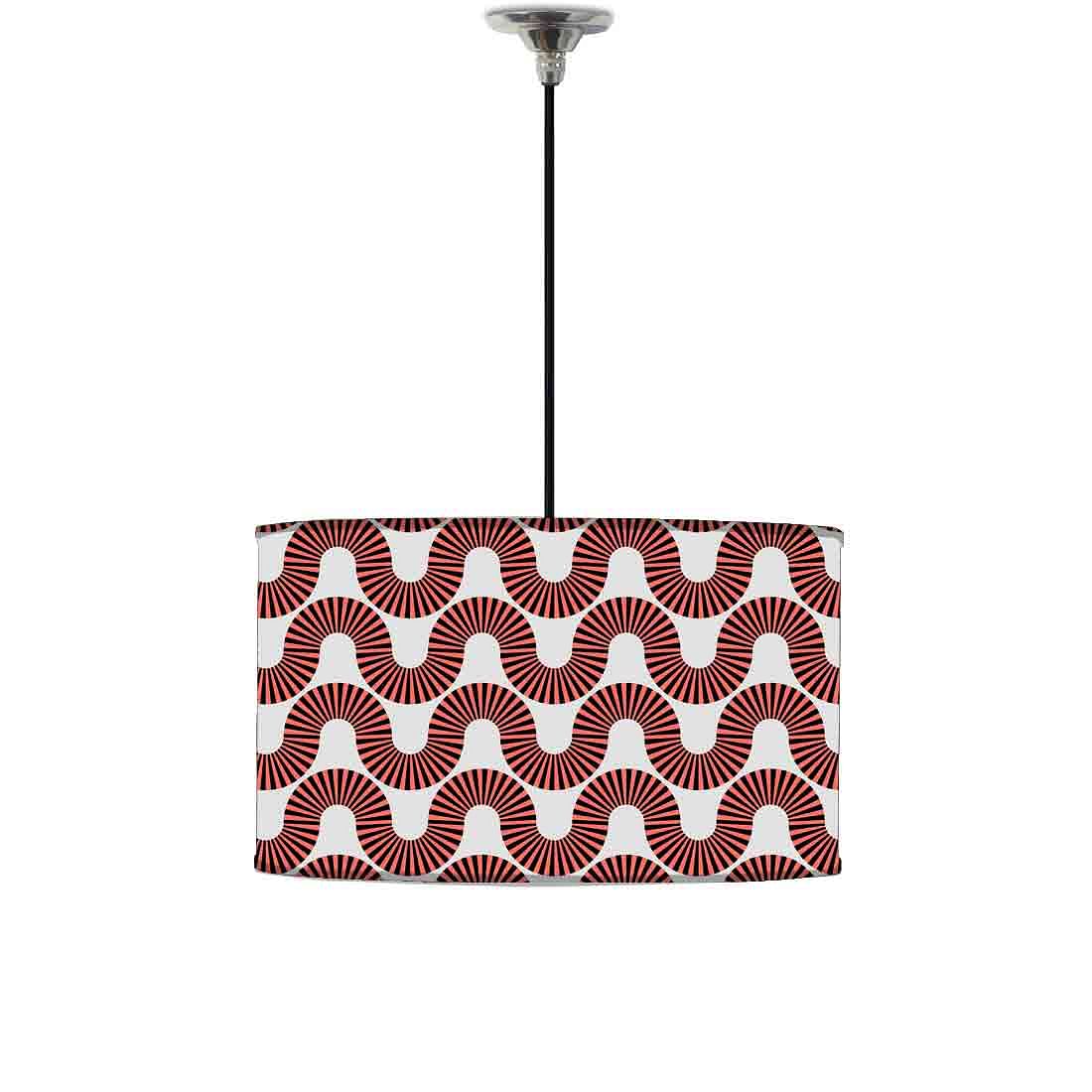 Ceiling Lamp Hanging Drum Lampshade - Peach Color Retro Art