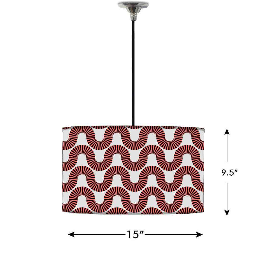 Ceiling Lamp Hanging Drum Lampshade - Peach Color Retro Art - Image 2