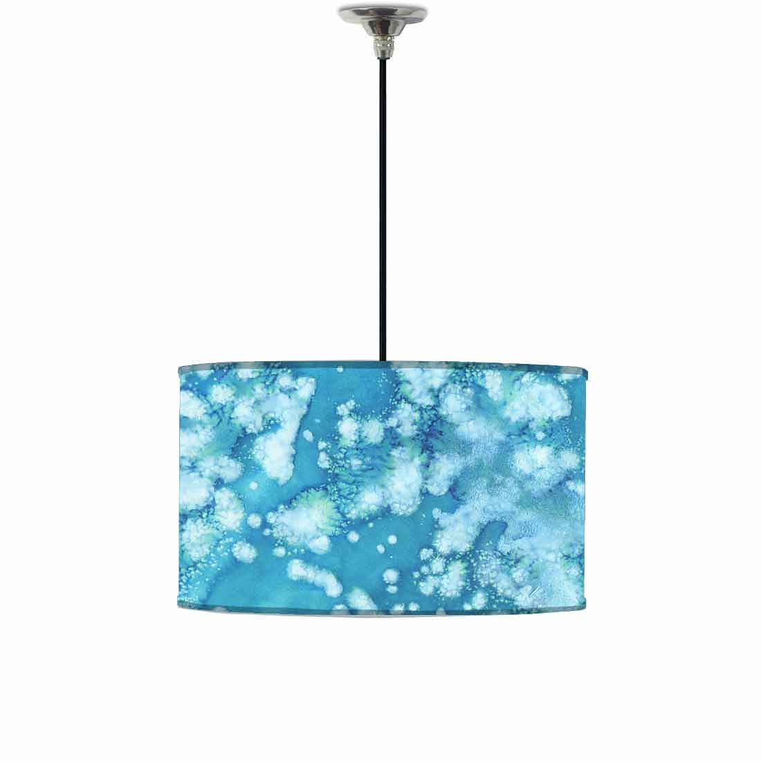 Ceiling Lamp Hanging Drum Lampshade - Arctic Space Light Blue Watercolor