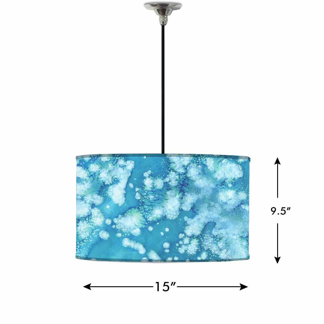 Ceiling Lamp Hanging Drum Lampshade - Arctic Space Light Blue Watercolor - Image 2