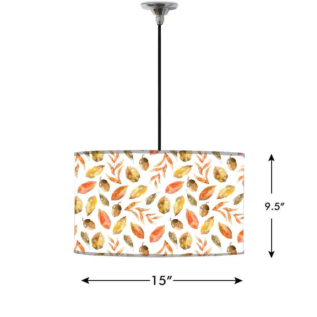 Ceiling Lamp Hanging Drum Lampshade - Orange Leaf - Image 2