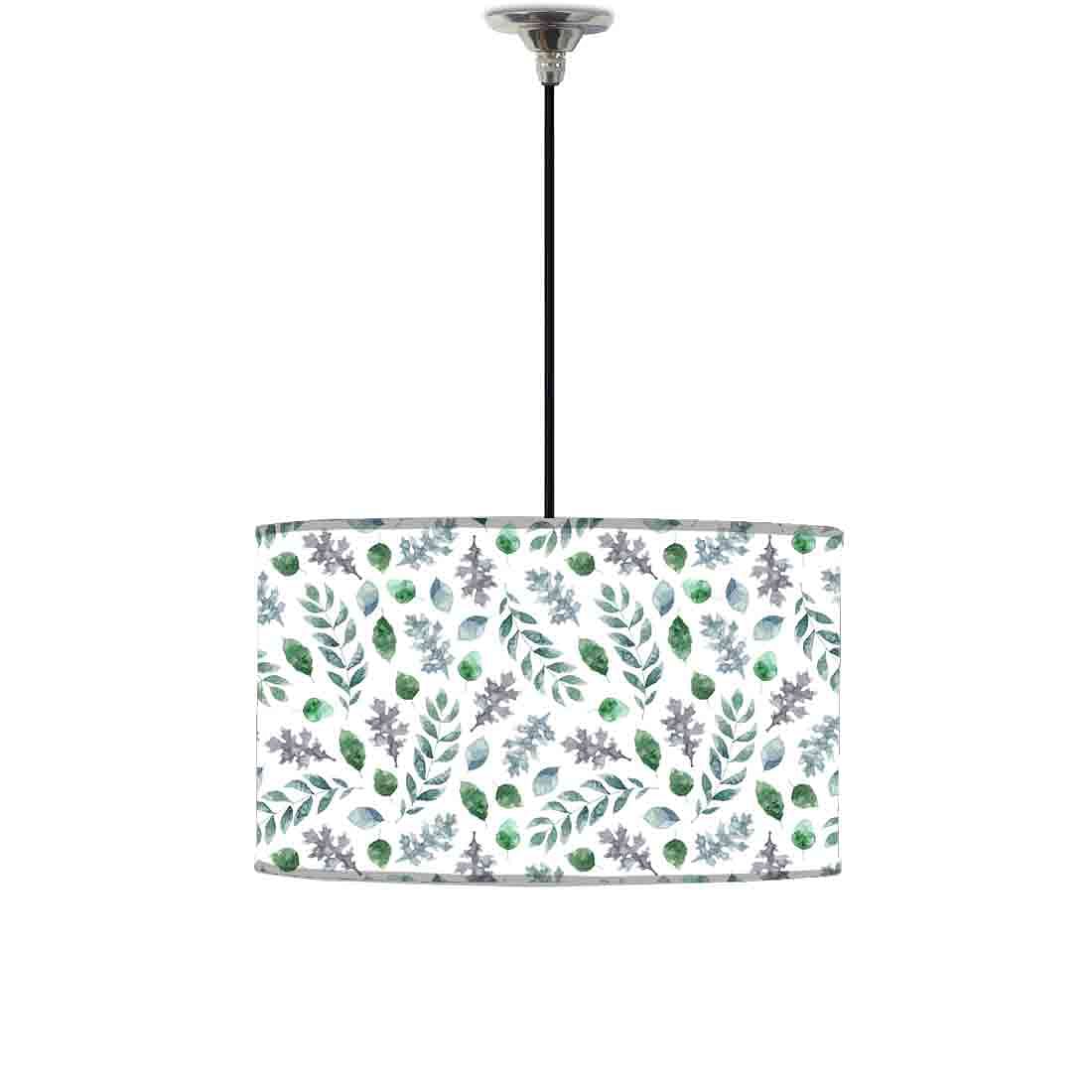 Ceiling Lamp Hanging Drum Lampshade - Green Leaf