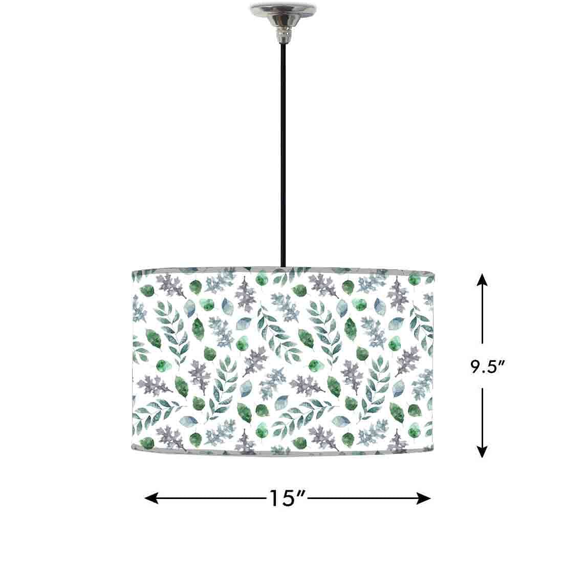 Ceiling Lamp Hanging Drum Lampshade - Green Leaf - Image 2