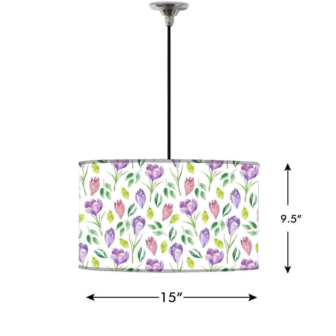 Ceiling Lamp Hanging Drum Lampshade - Purple Flower - Image 2