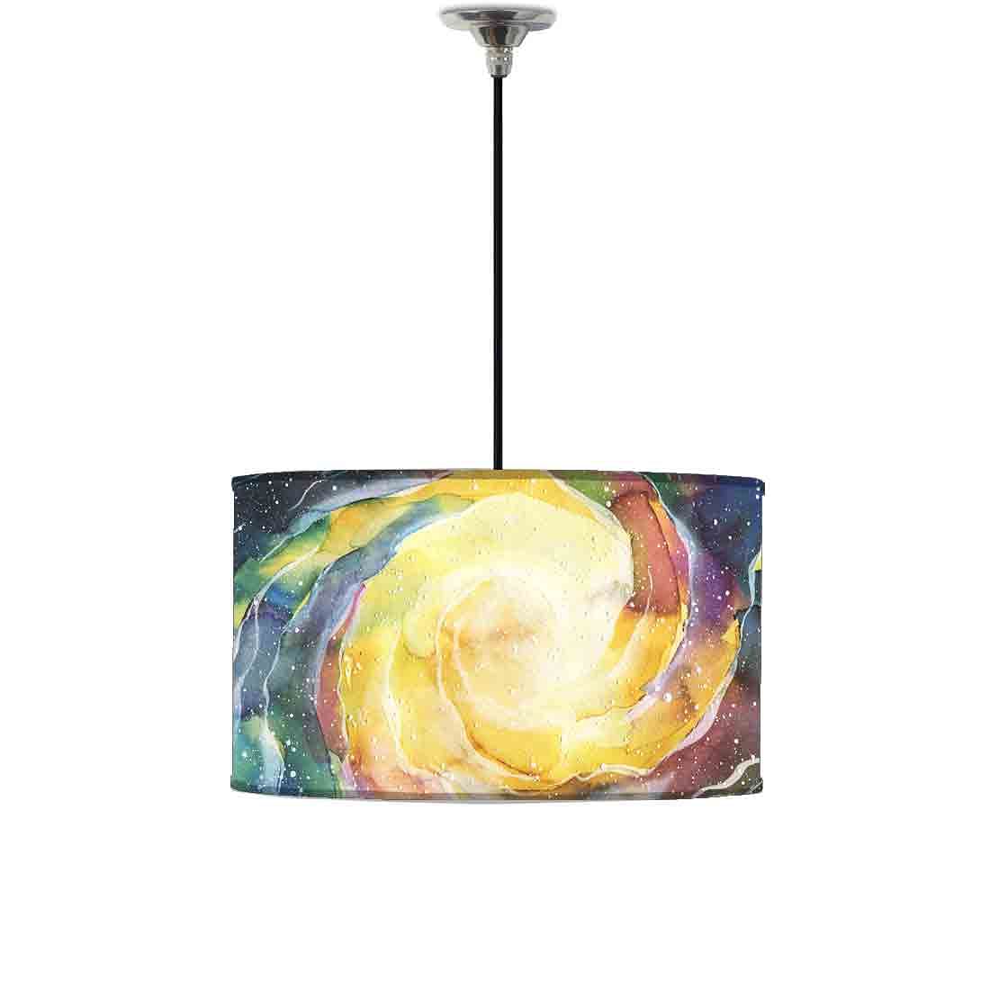 Ceiling Lamp Hanging Drum Lampshade - Space Yellow Watercolor