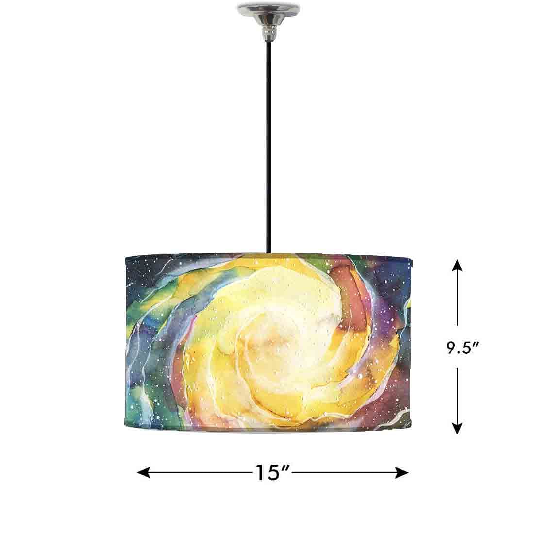 Ceiling Lamp Hanging Drum Lampshade - Space Yellow Watercolor - Image 2
