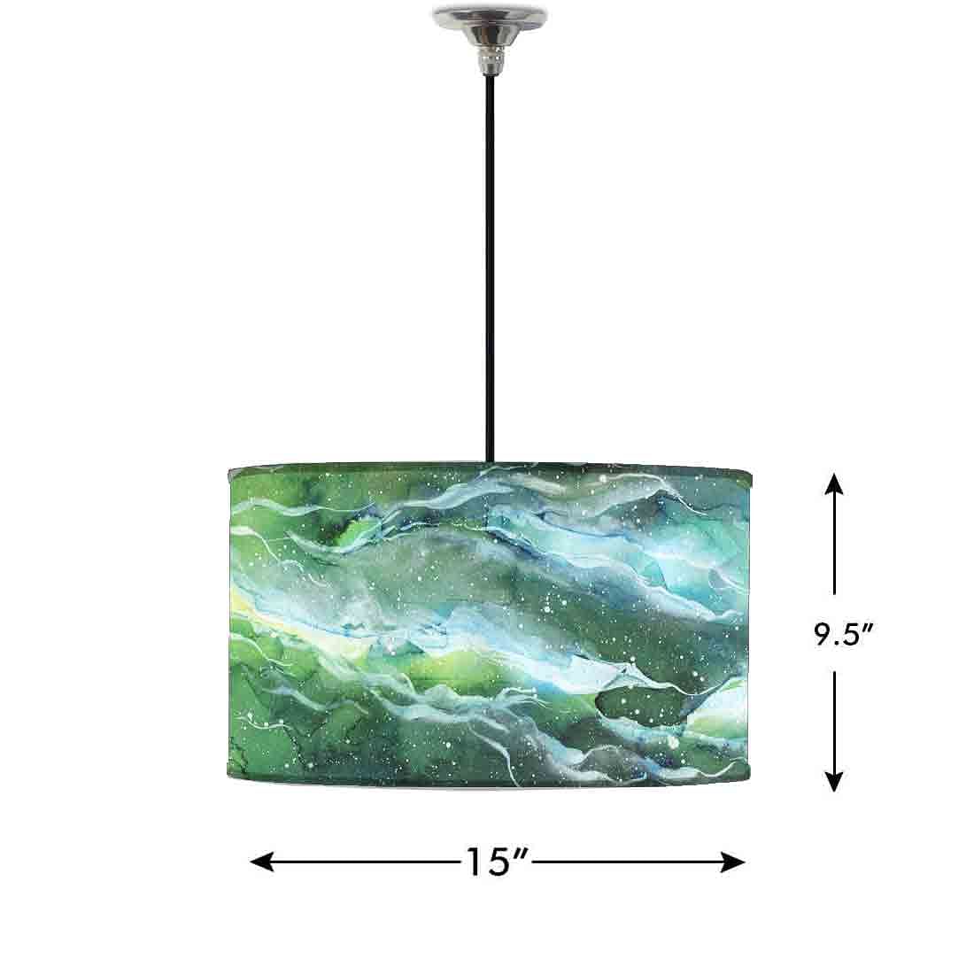 Ceiling Lamp Hanging Drum Lampshade - Space Dark Green Watercolor - Image 2