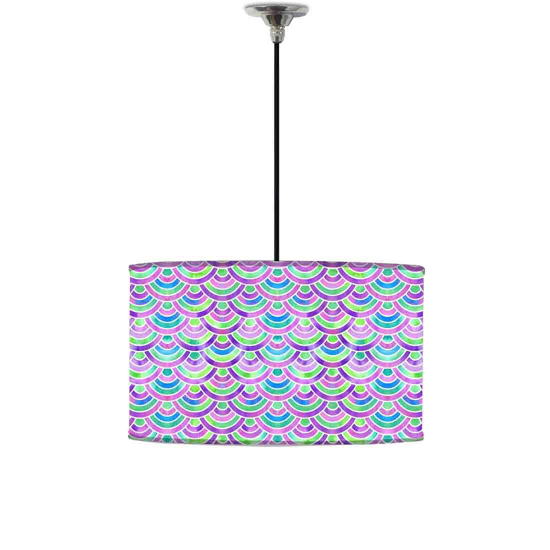 Ceiling Lamp Hanging Drum Lampshade - Green Purple Mermaid Watercolor