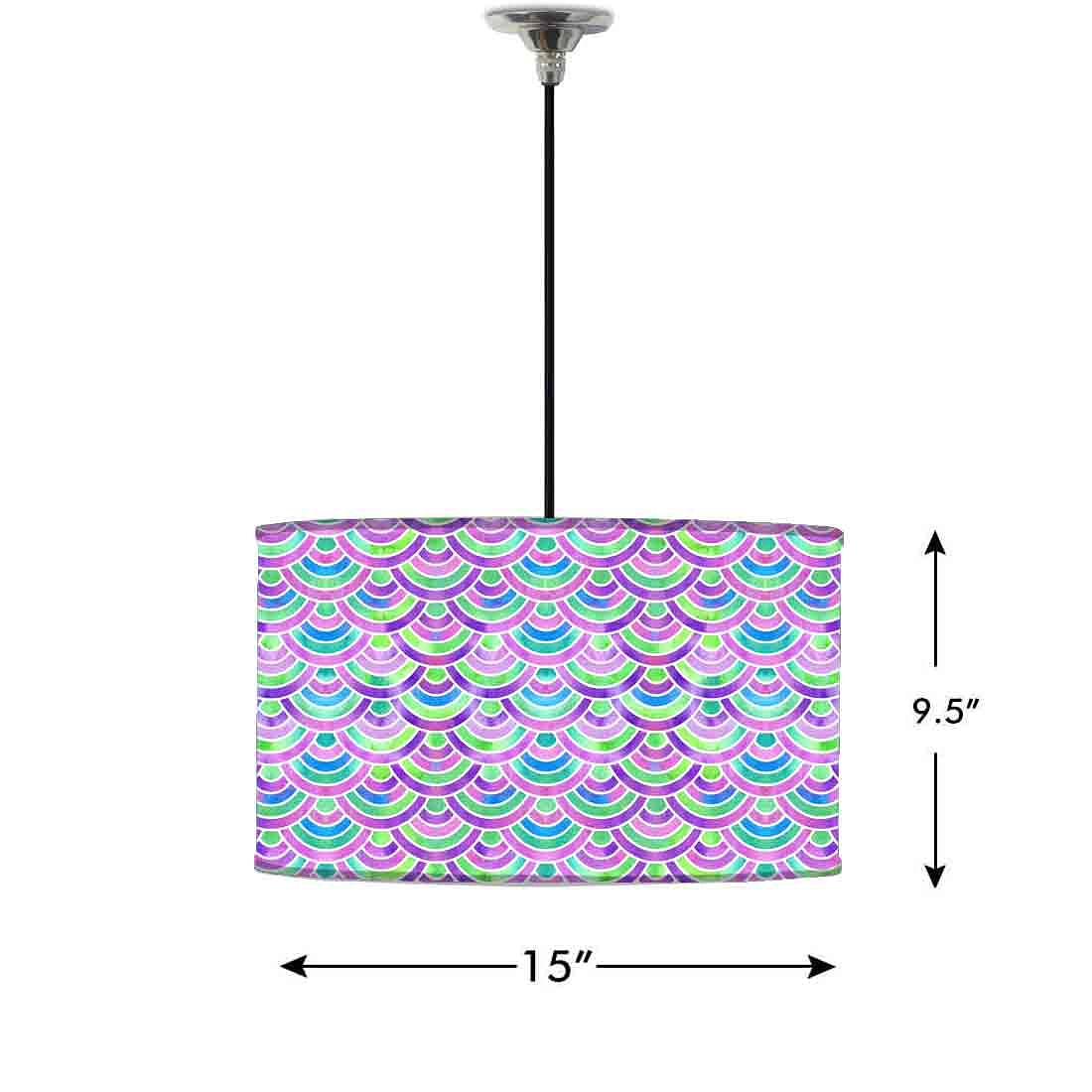 Ceiling Lamp Hanging Drum Lampshade - Green Purple Mermaid Watercolor - Image 2