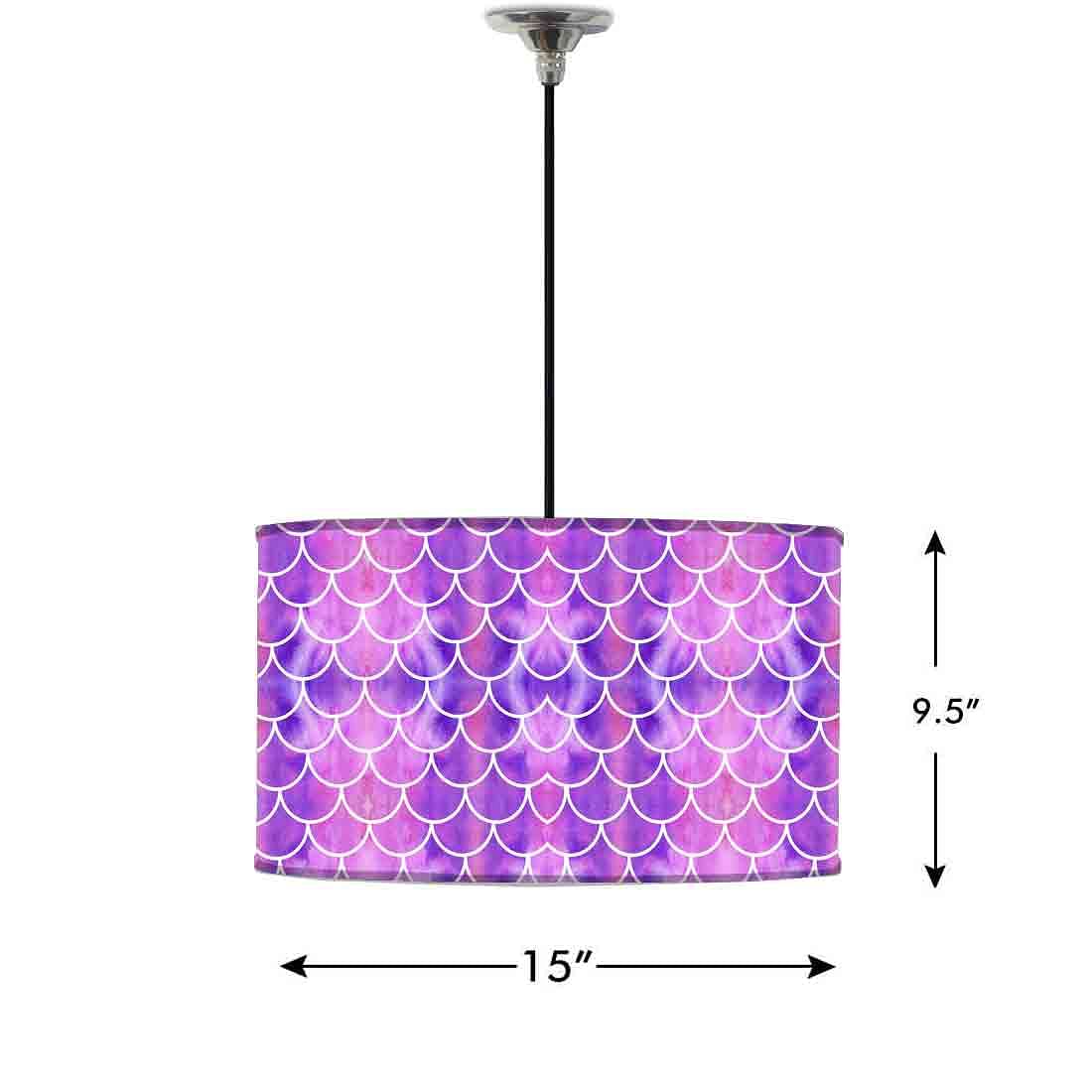 Ceiling Lamp Hanging Drum Lampshade - Purple Mermaid Watercolor - Image 2