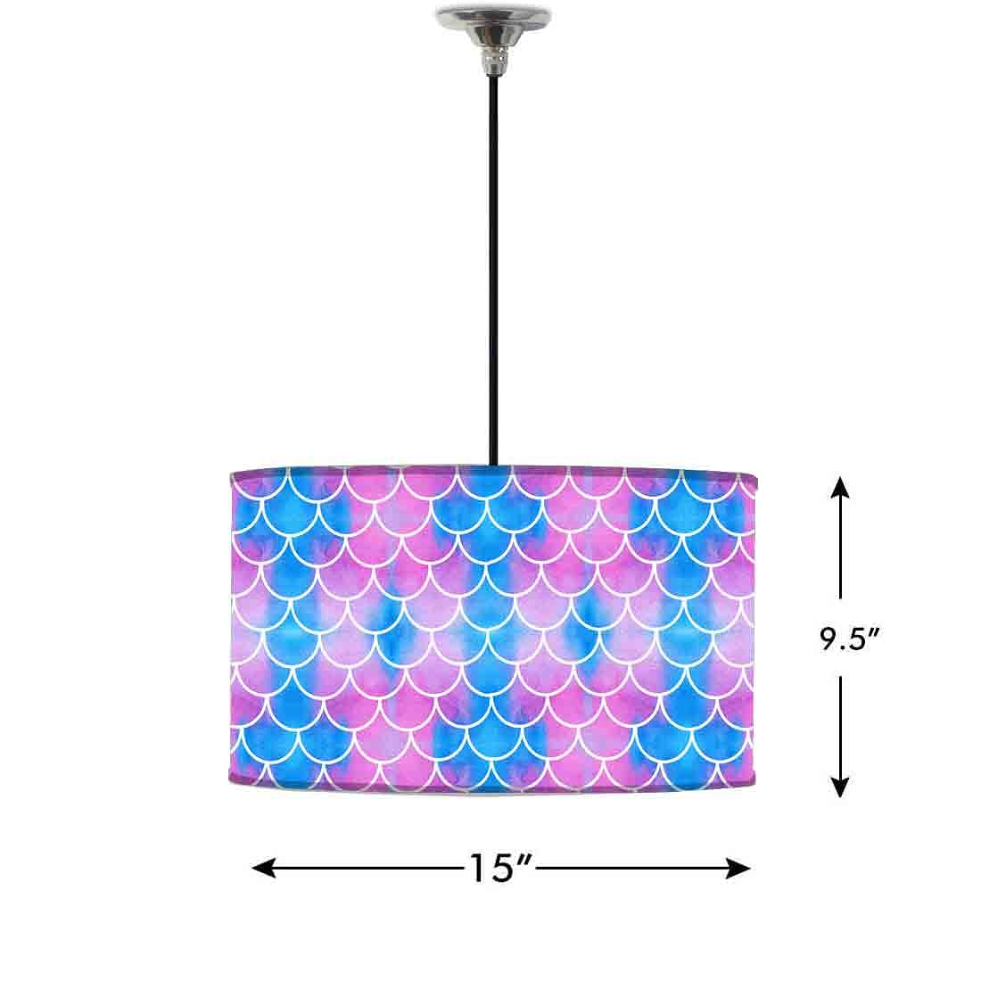 Ceiling Lamp Hanging Drum Lampshade - Blue Purple Mermaid Watercolor - Image 2