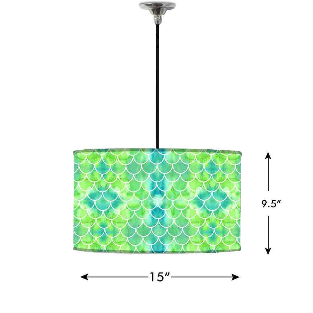 Ceiling Lamp Hanging Drum Lampshade - Green Mermaid Watercolor - Image 2