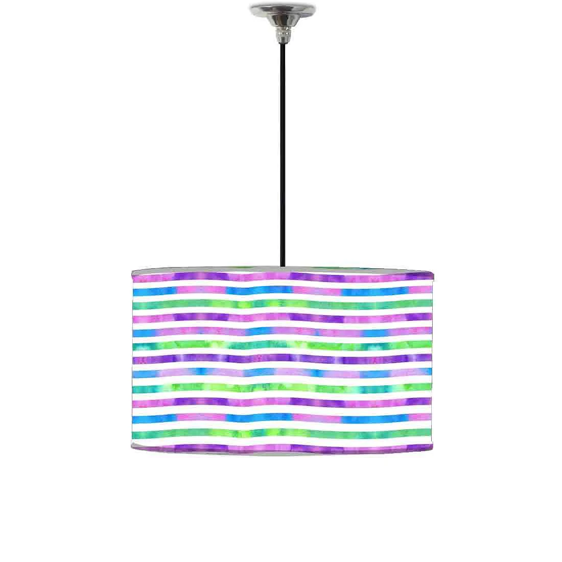 Ceiling Lamp Hanging Drum Lampshade - Colorful Strips