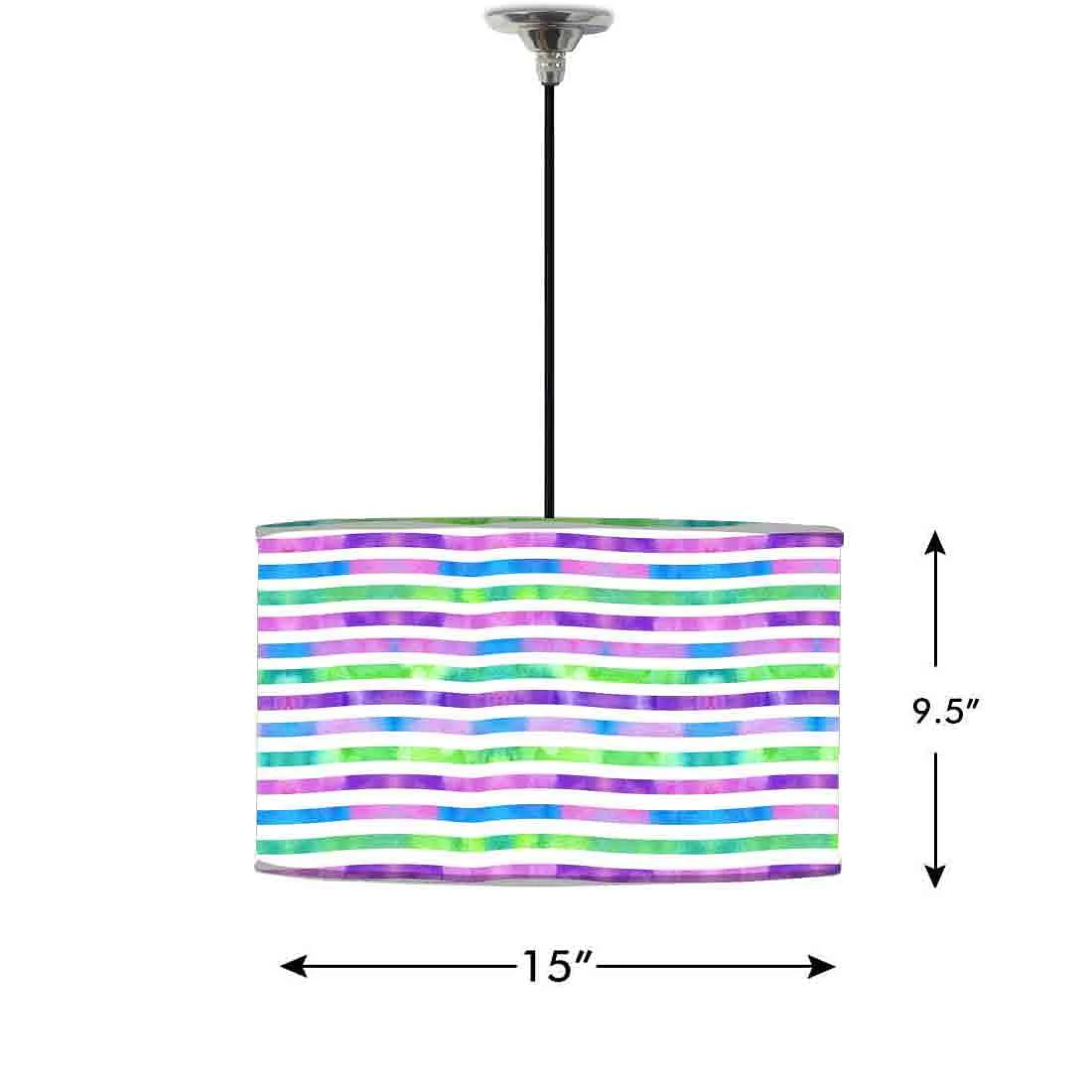Ceiling Lamp Hanging Drum Lampshade - Colorful Strips - Image 2