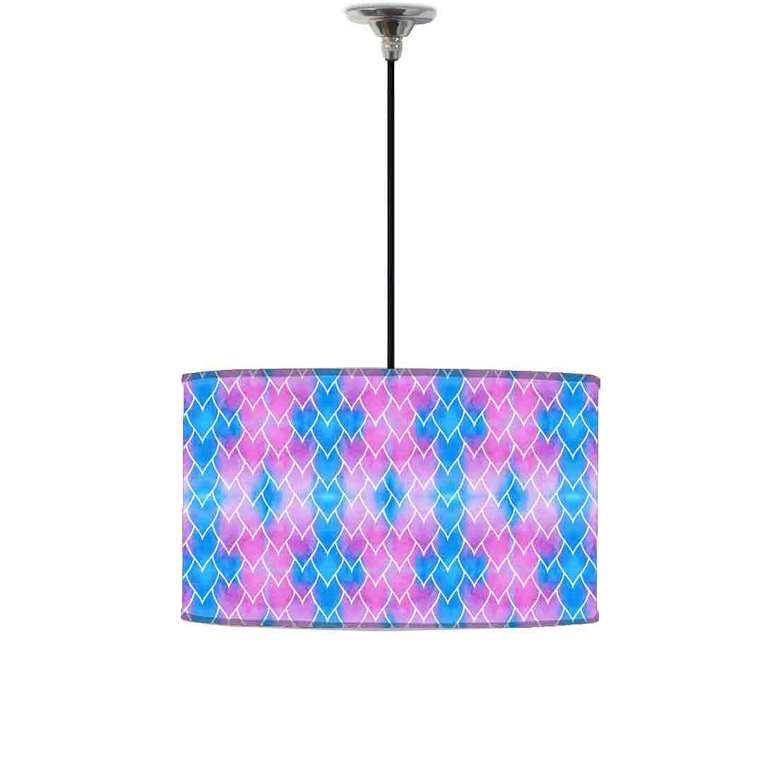 Ceiling Lamp Hanging Drum Lampshade - Purple Blue Mermaid Watercolor