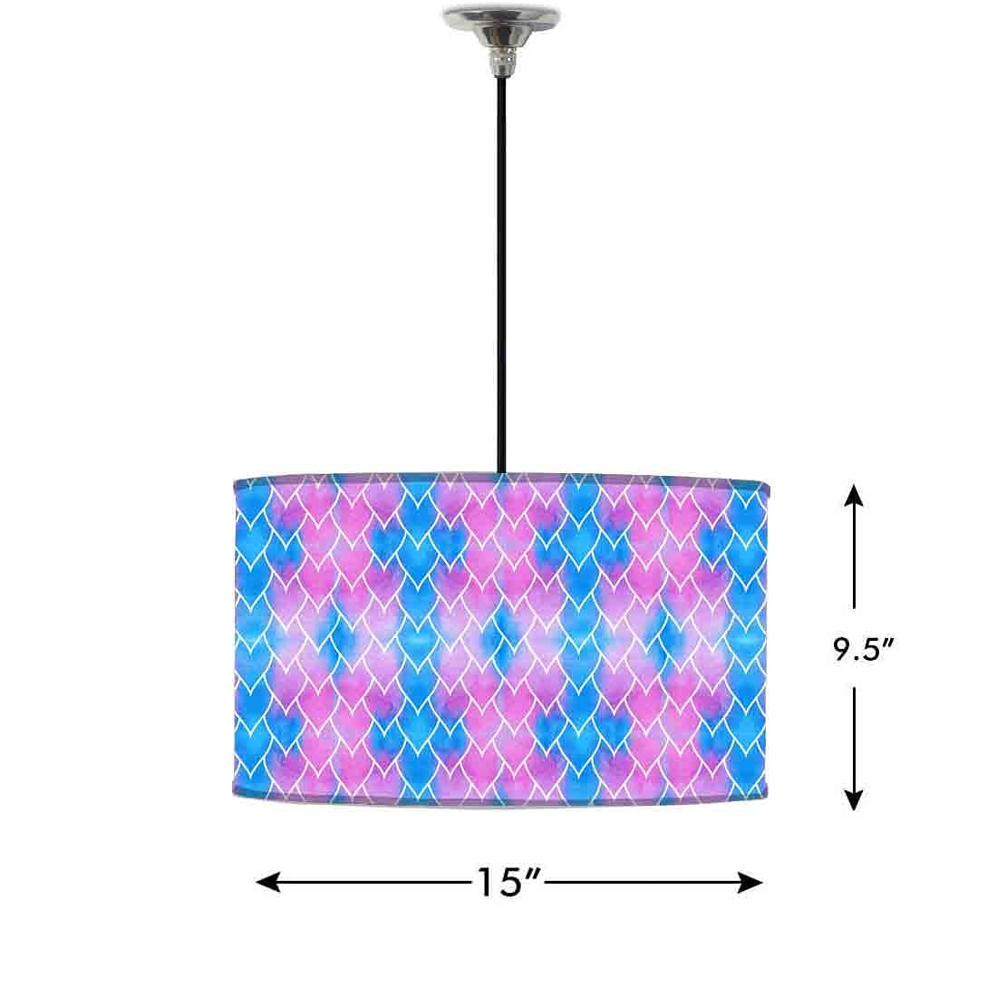 Ceiling Lamp Hanging Drum Lampshade - Purple Blue Mermaid Watercolor - Image 2