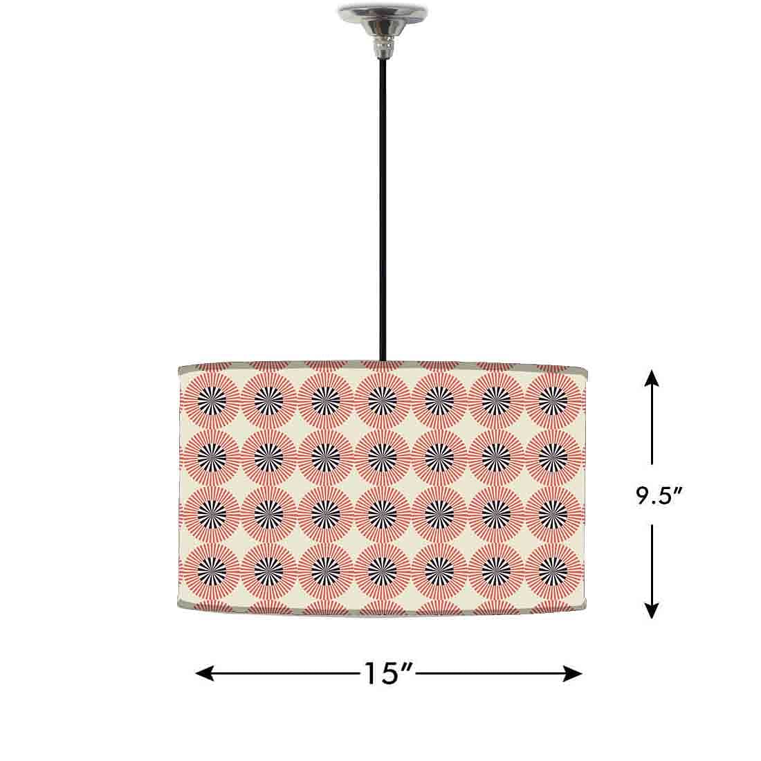 Ceiling Lamp Hanging Drum Lampshade - Retro Circle Pattern - Image 2