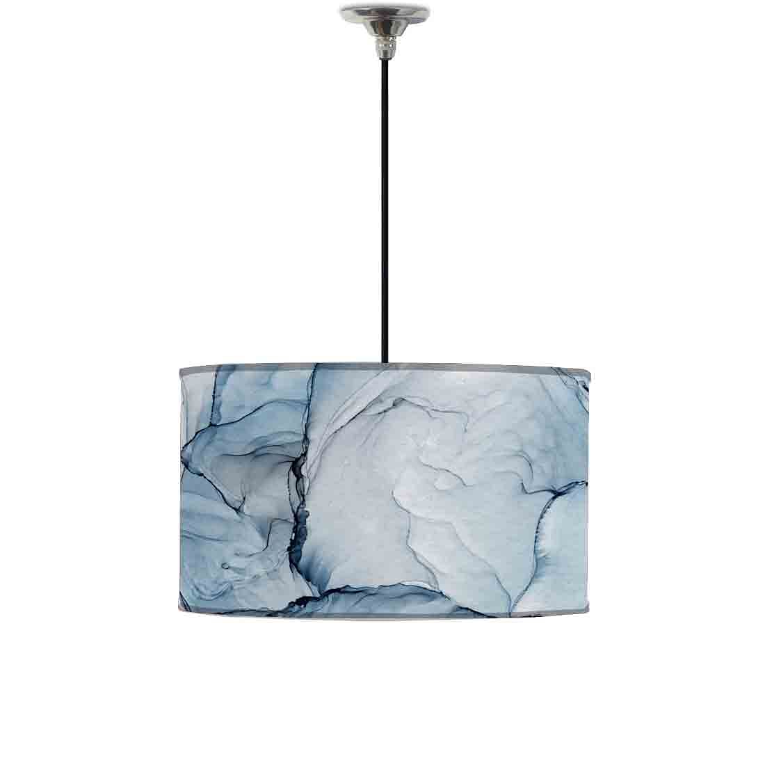 Ceiling Lamp Hanging Drum Lampshade - Gray Ink Watercolor