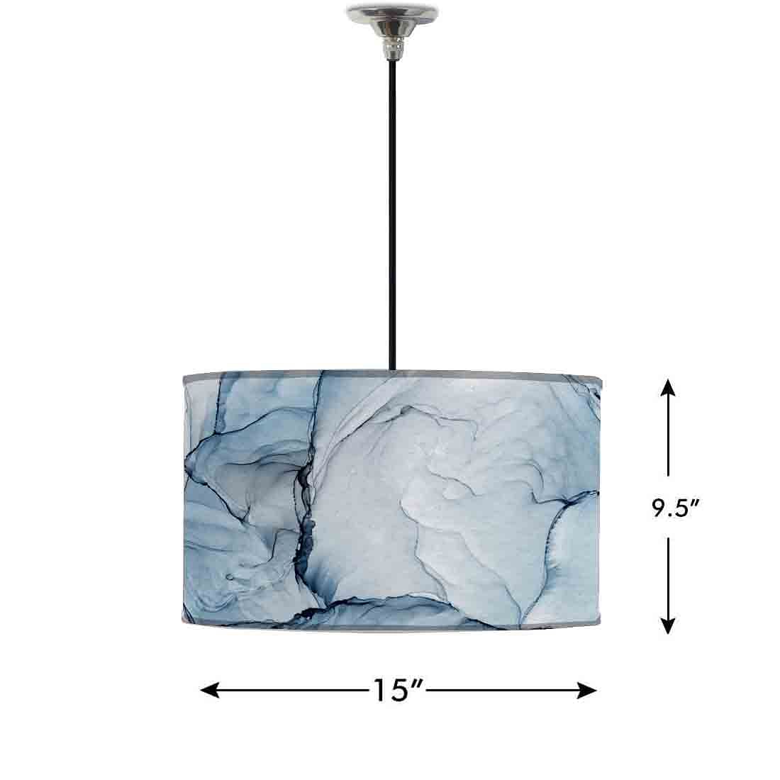 Ceiling Lamp Hanging Drum Lampshade - Gray Ink Watercolor - Image 2