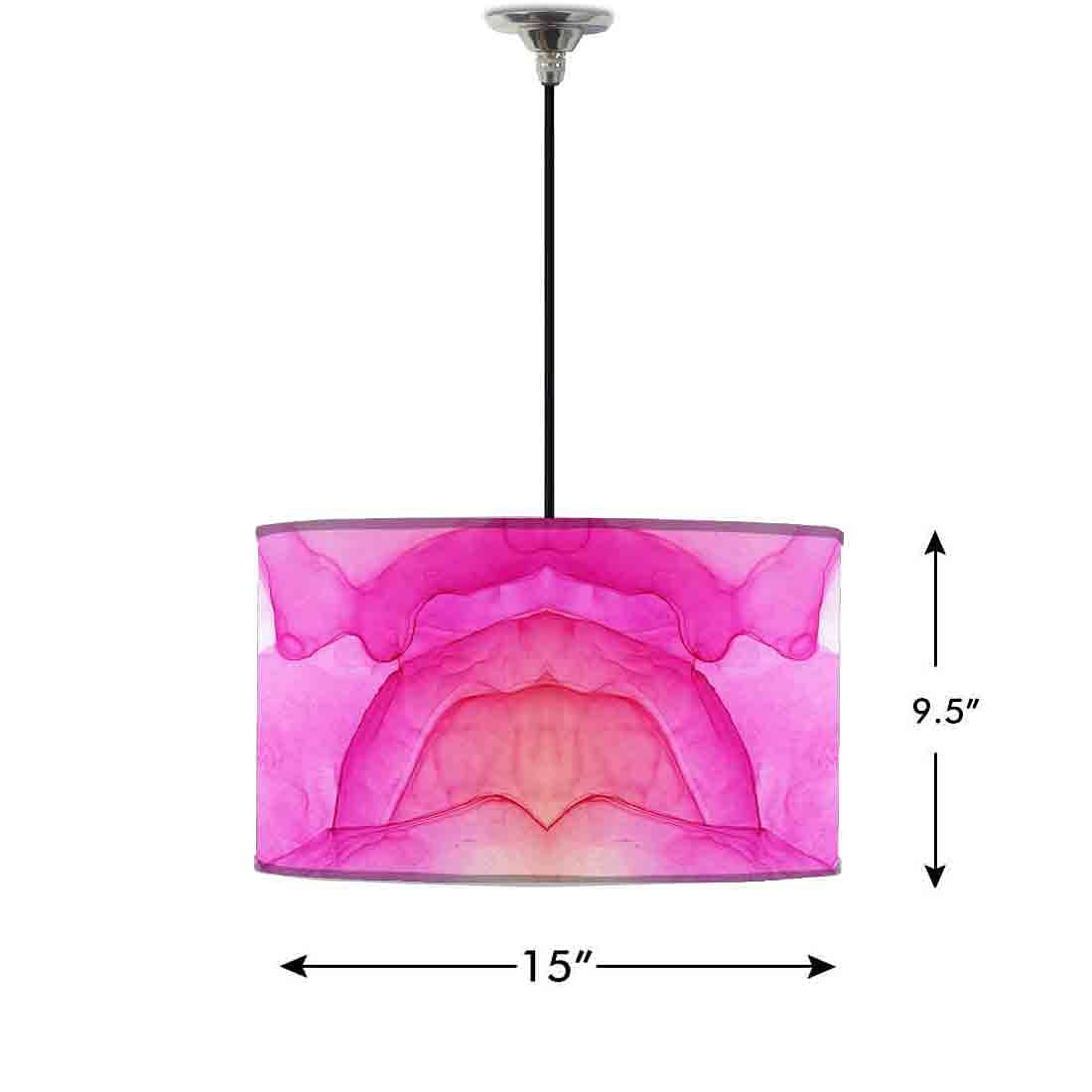 Ceiling Lamp Hanging Drum Lampshade - light Pink Ink Watercolor - Image 2