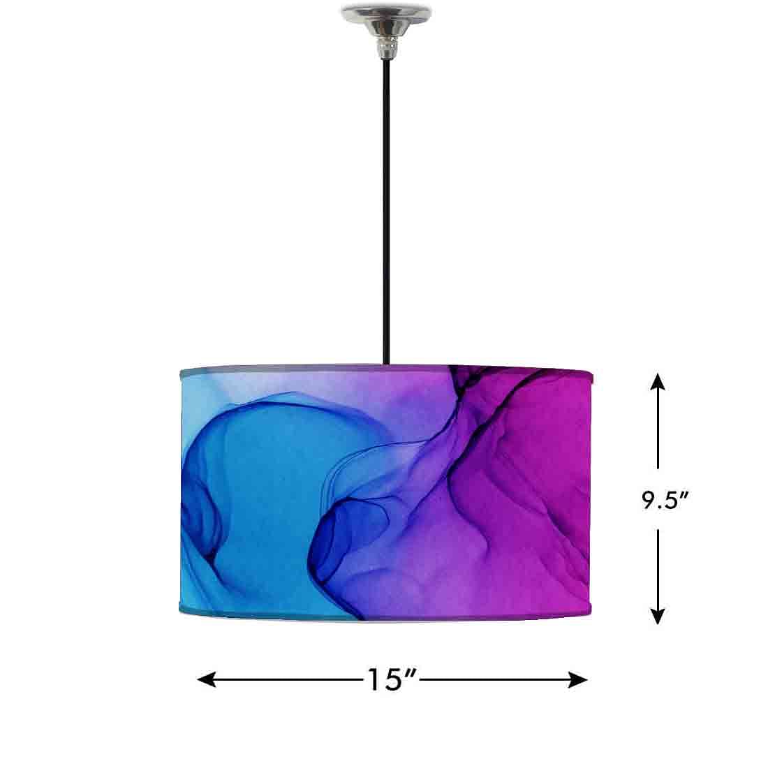 Ceiling Lamp Hanging Drum Lampshade - Purple Blue Ink Watercolor - Image 2