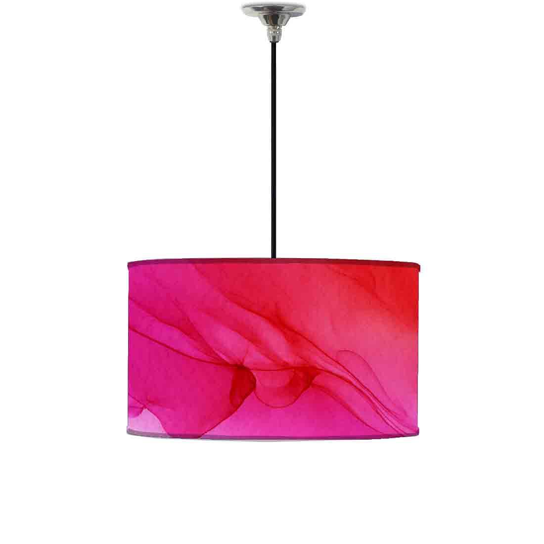 Ceiling Lamp Hanging Drum Lampshade - Red Pink Ink Watercolor