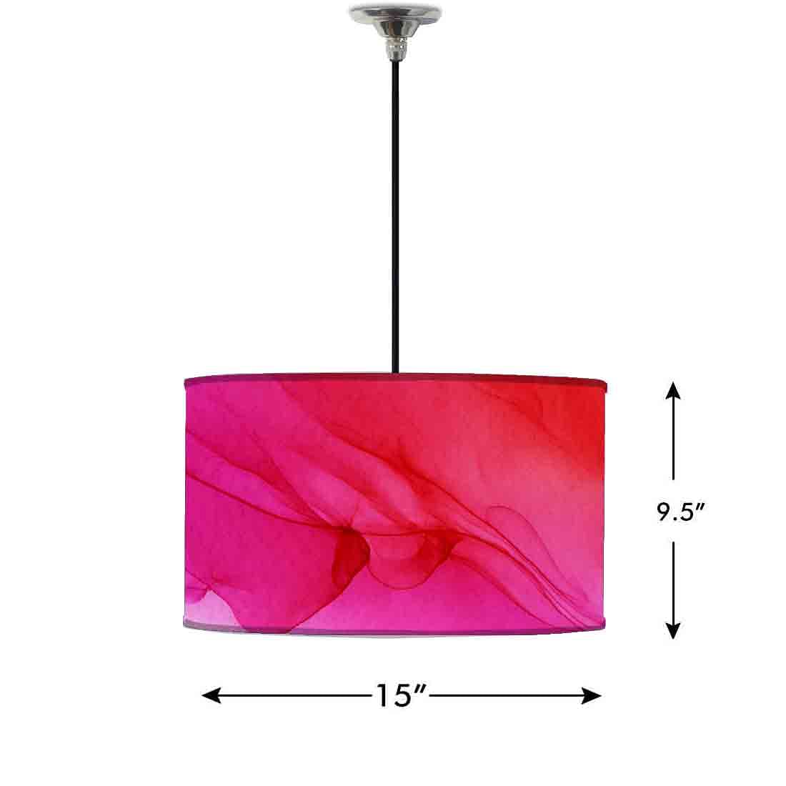 Ceiling Lamp Hanging Drum Lampshade - Red Pink Ink Watercolor - Image 2