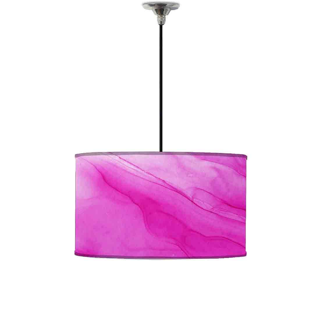 Ceiling Lamp Hanging Drum Lampshade - Pink Ink Watercolor