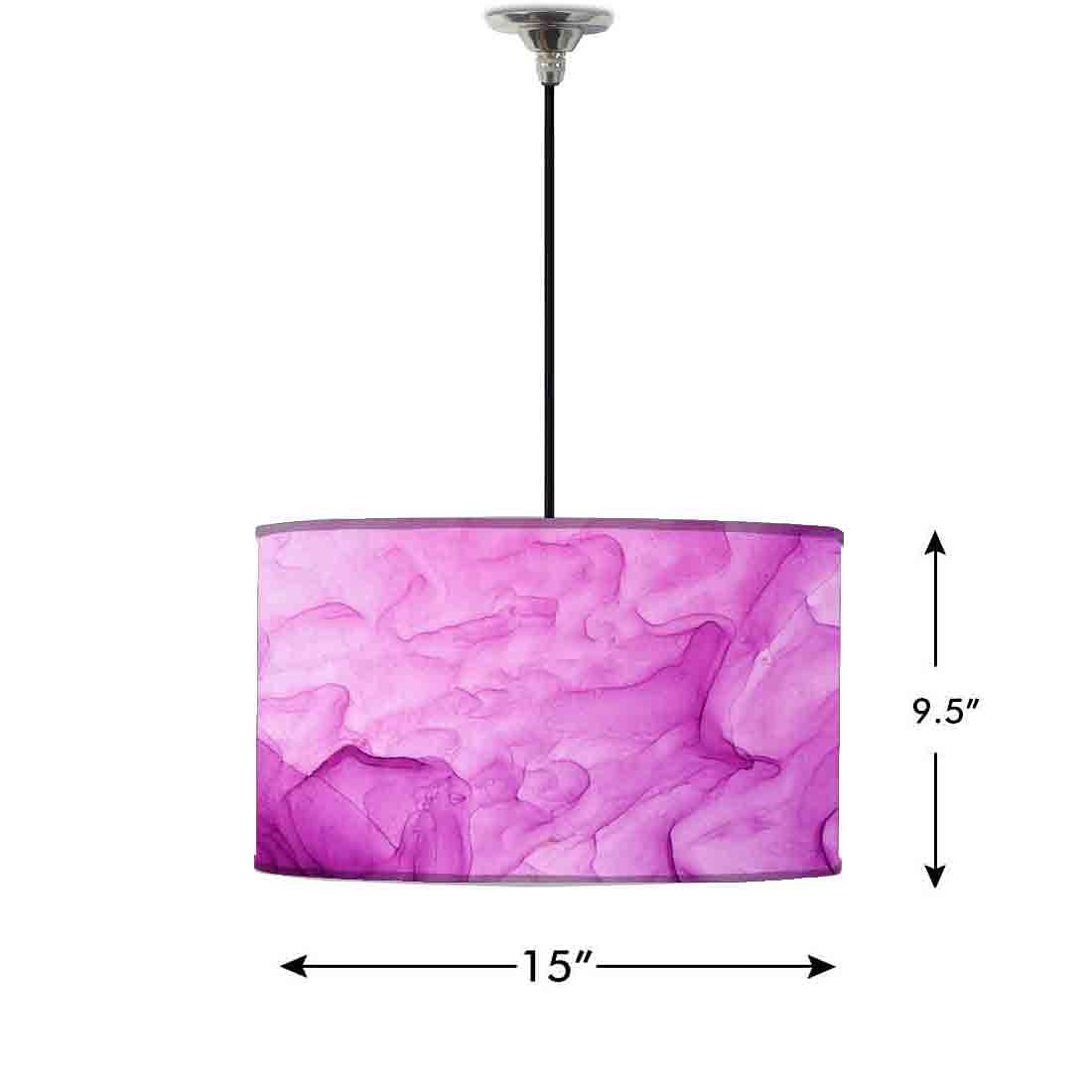 Ceiling Lamp Hanging Drum Lampshade - Pink White Purple Ink Watercolor - Image 2