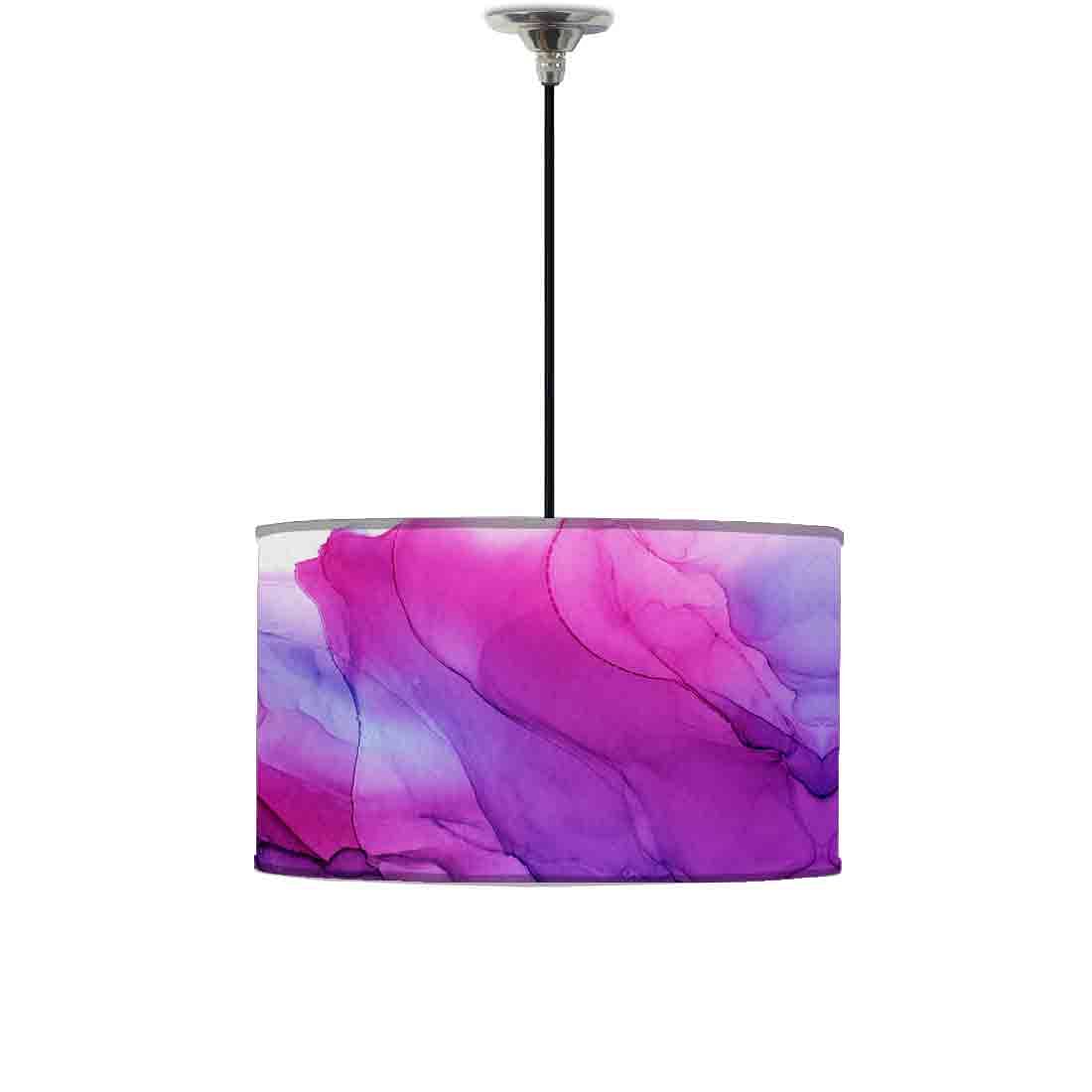 Ceiling Lamp Hanging Drum Lampshade - Dark Pink Purple Ink Watercolor