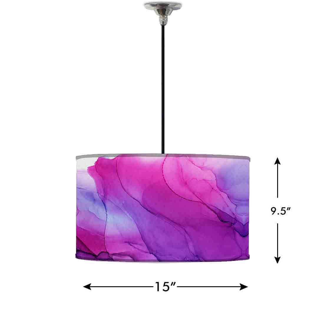 Ceiling Lamp Hanging Drum Lampshade - Dark Pink Purple Ink Watercolor - Image 2