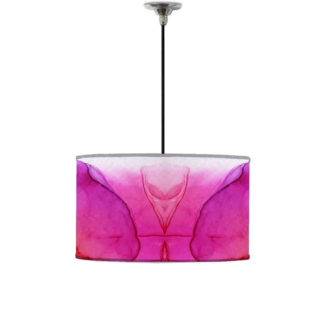Ceiling Lamp Hanging Drum Lampshade - Orange Pink Multicolor Ink Watercolor