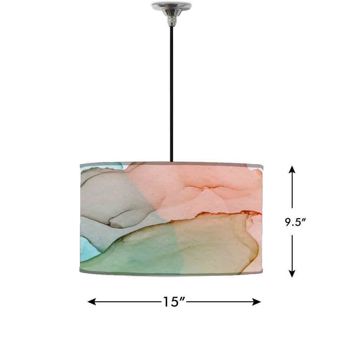 Ceiling Lamp Hanging Drum Lampshade - Ink Watercolor Shades - Image 2