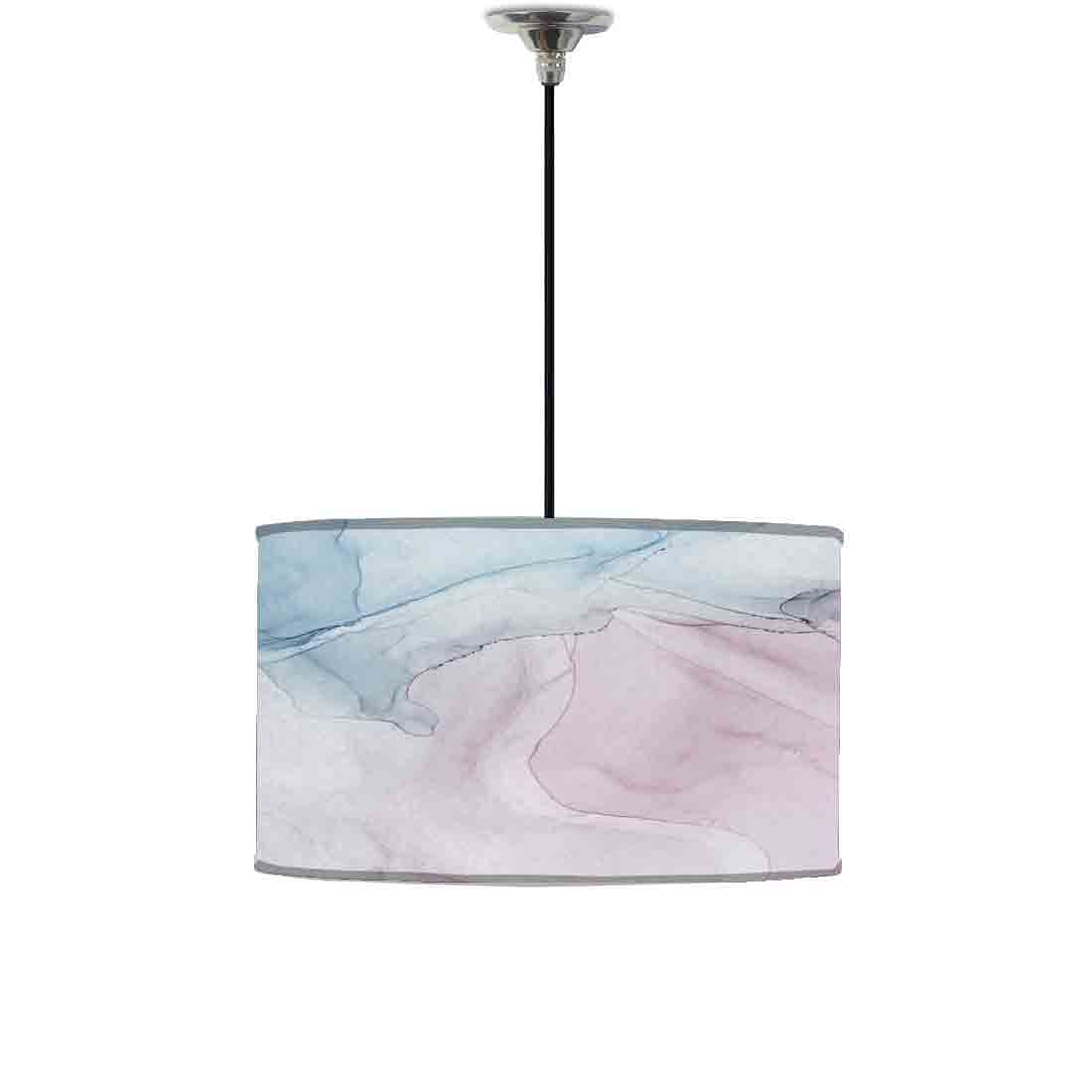 Ceiling Lamp Hanging Drum Lampshade - Gray Purple Ink Watercolor