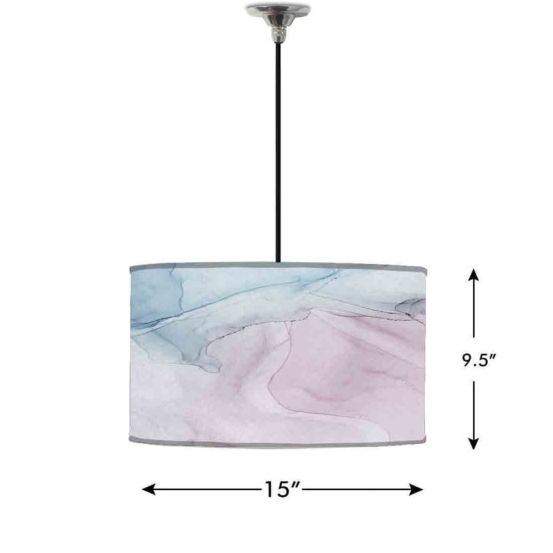 Ceiling Lamp Hanging Drum Lampshade - Gray Purple Ink Watercolor - Image 2
