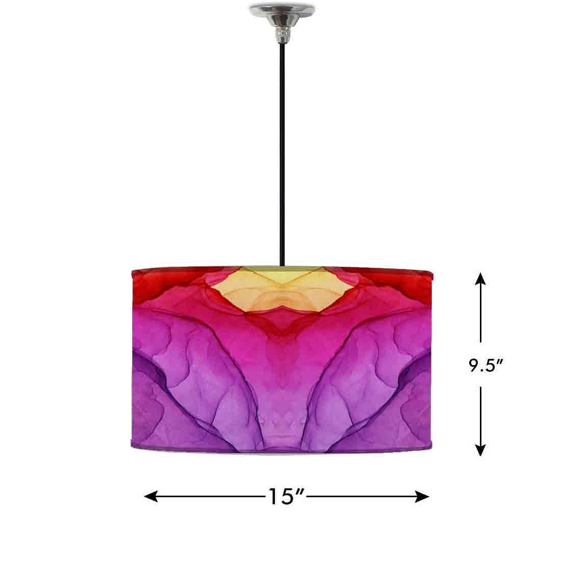 Ceiling Lamp Hanging Drum Lampshade - Purple Yellow Ink Watercolor - Image 2