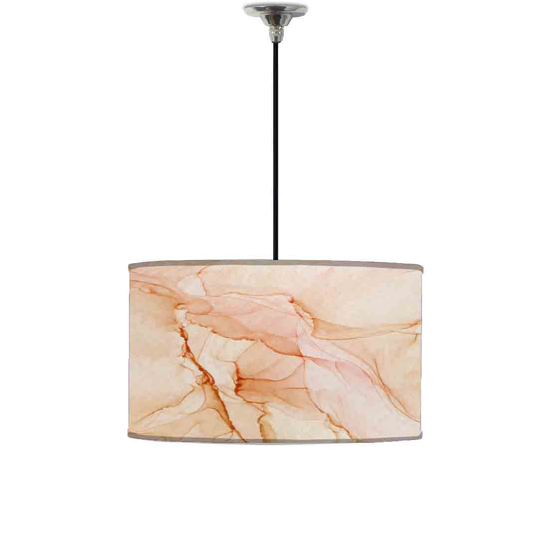 Ceiling Lamp Hanging Drum Lampshade - Brown Ink Watercolor