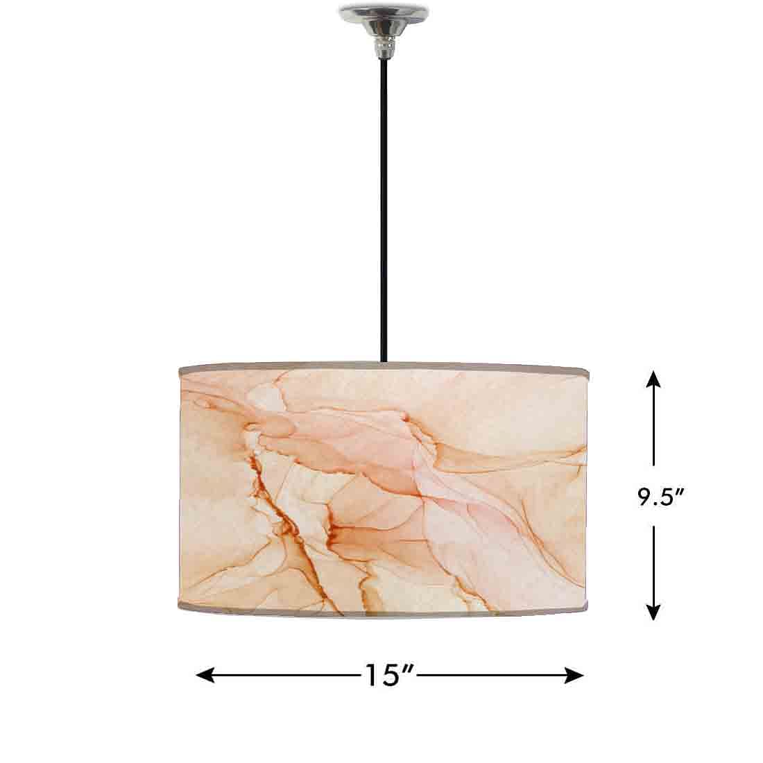 Ceiling Lamp Hanging Drum Lampshade - Brown Ink Watercolor - Image 2