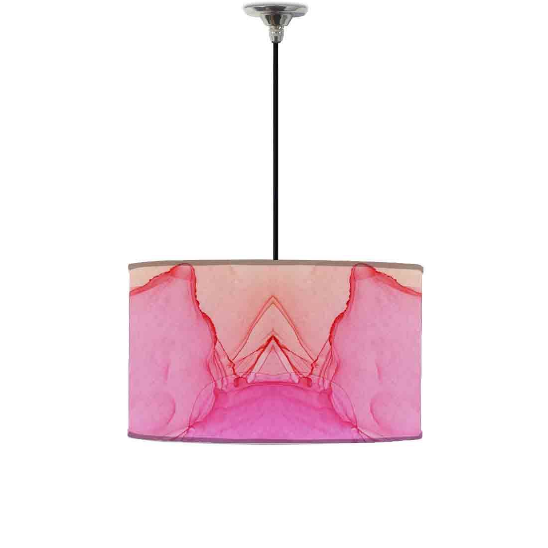 Ceiling Lamp Hanging Drum Lampshade - Pink Purple Yellow Ink Watercolor