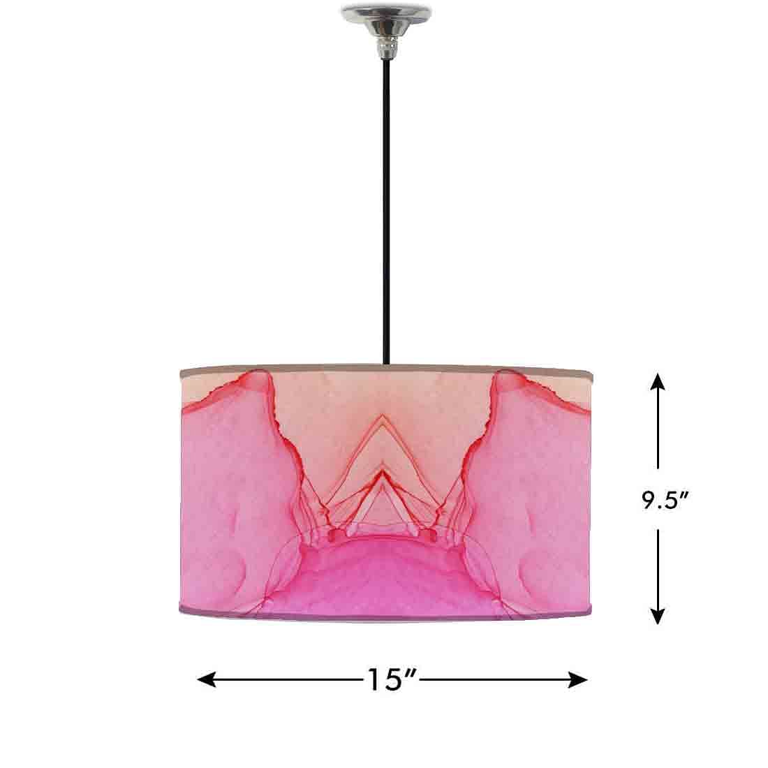 Ceiling Lamp Hanging Drum Lampshade - Pink Purple Yellow Ink Watercolor - Image 2