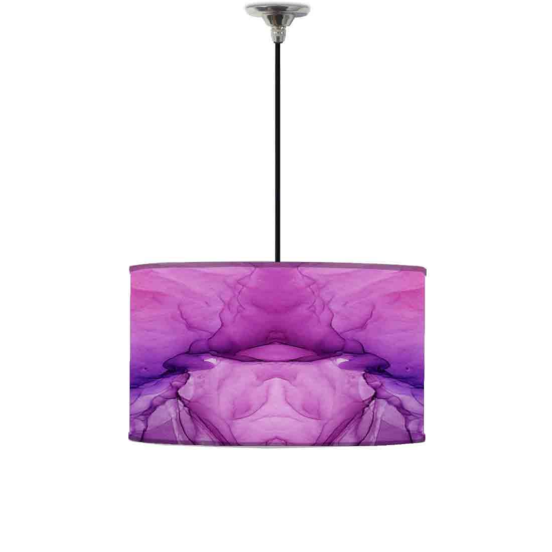 Ceiling Lamp Hanging Drum Lampshade - Pink Purple Ink Watercolor