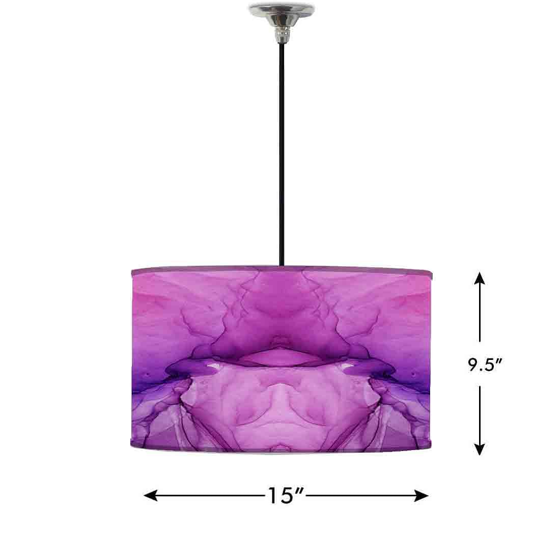 Ceiling Lamp Hanging Drum Lampshade - Pink Purple Ink Watercolor - Image 2