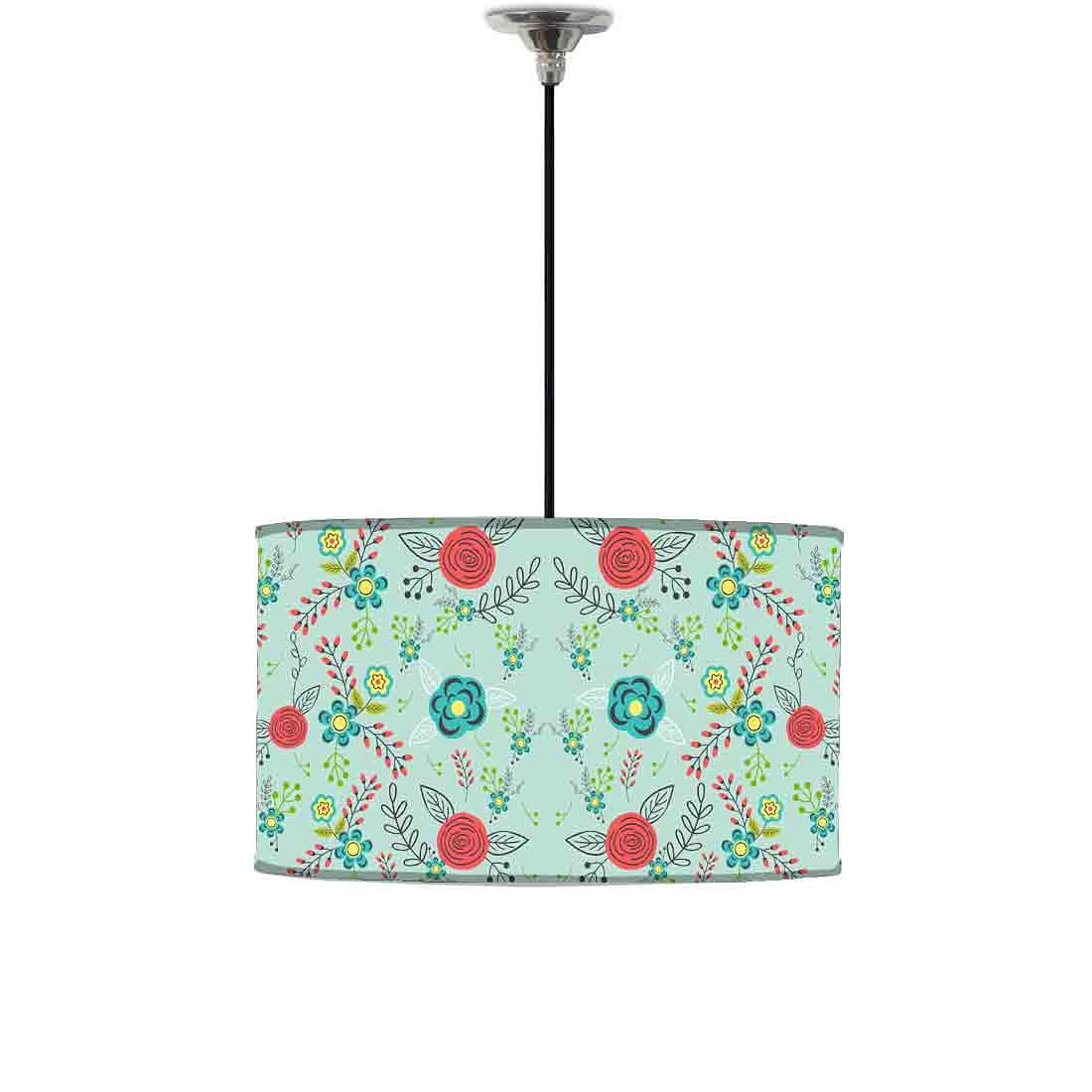 Ceiling Lamp Hanging Drum Lampshade - Floral Branches Spring Collection